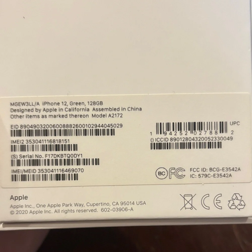 Apple iphone 12 EMPTY BOX. green